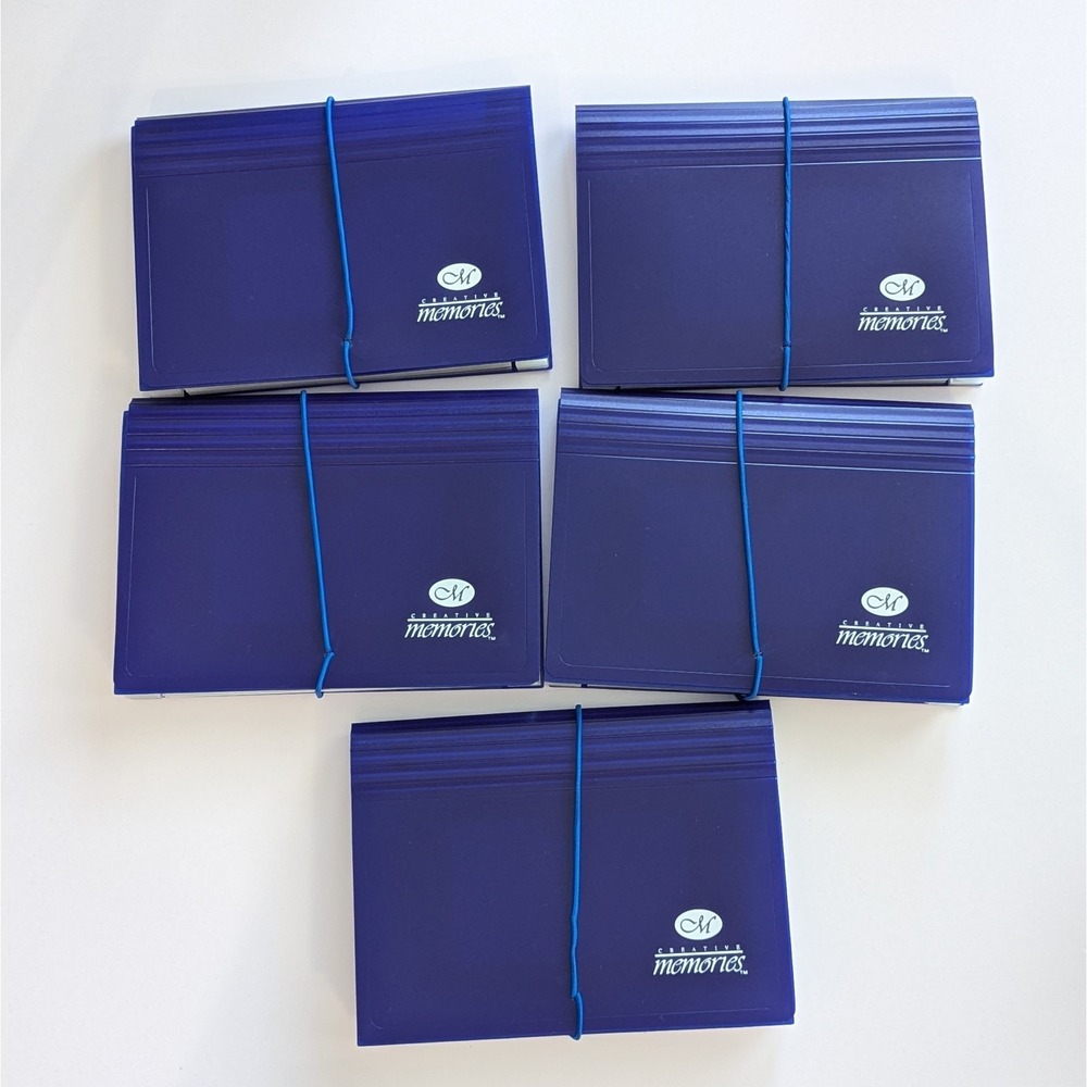 Lot of 5 Creative Memories Accordion Photo Storage File Mates Blue Organizer